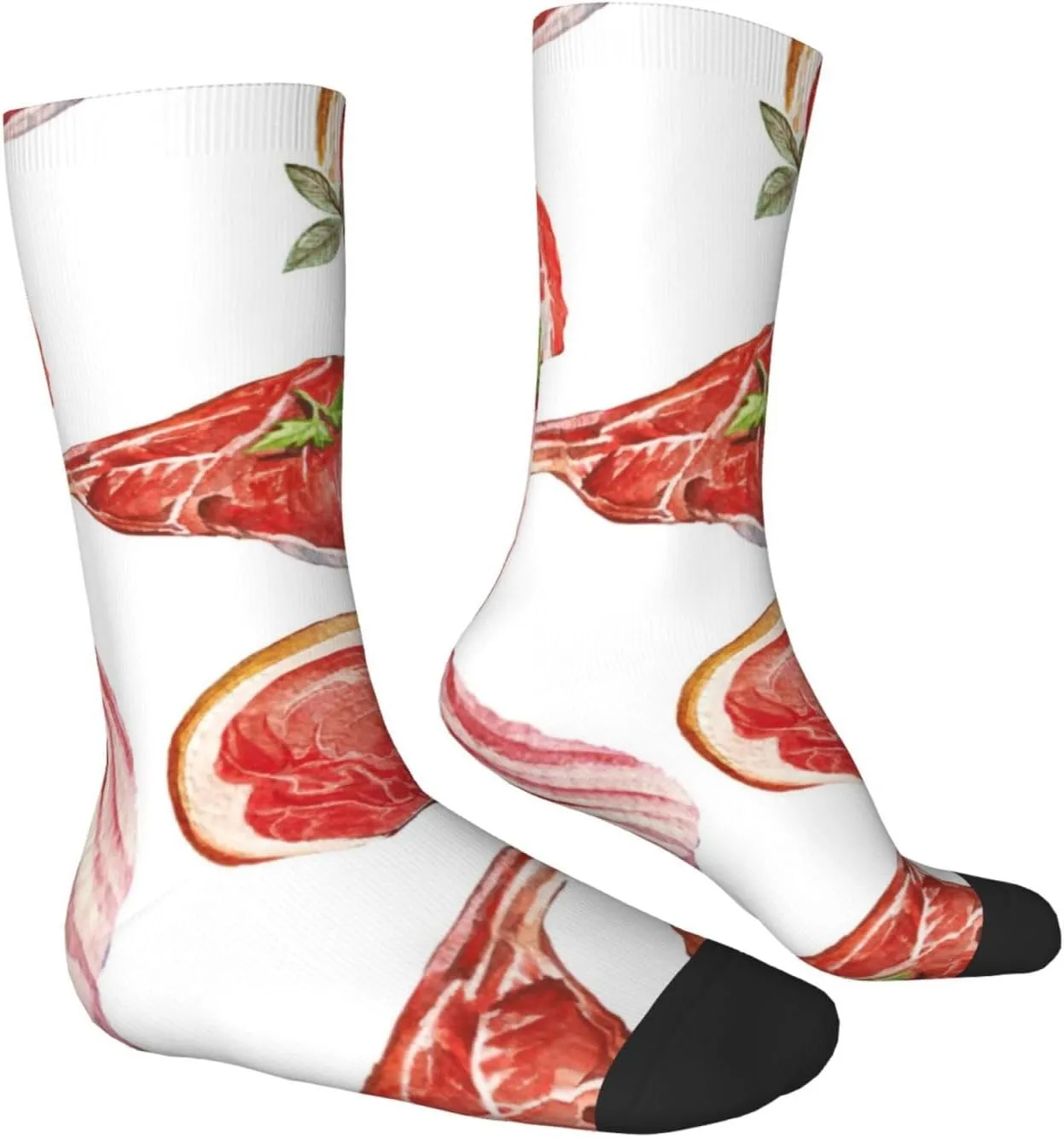 Meats Food Pattern Fun And Innovative Men'S And Women'S Crew - Elastic Comfortable Formal Socks, Gift Casual Socks