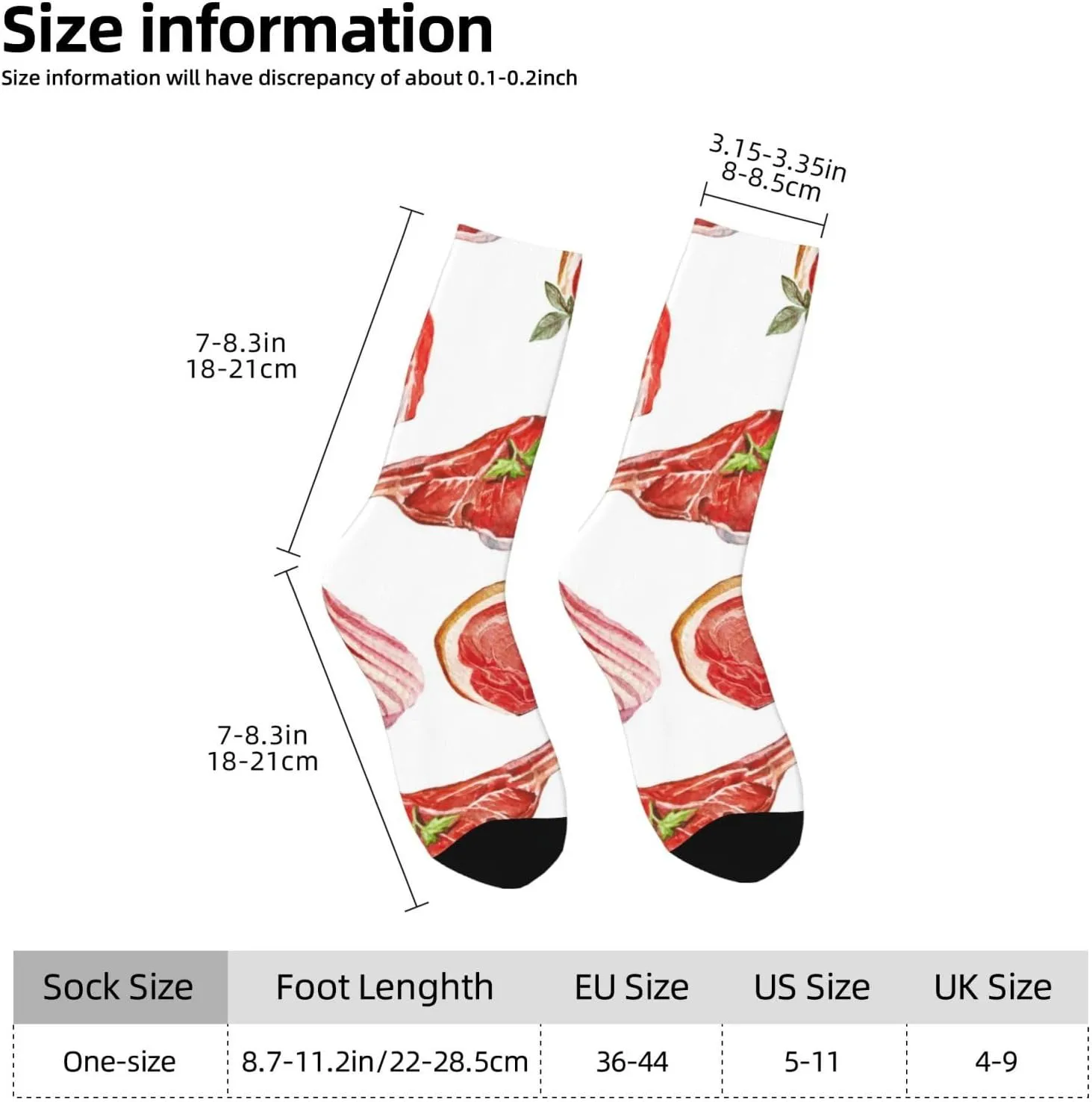 Meats Food Pattern Fun And Innovative Men'S And Women'S Crew - Elastic Comfortable Formal Socks, Gift Casual Socks