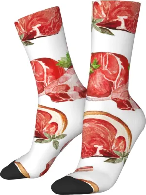 Meats Food Pattern Fun And Innovative Men'S And Women'S Crew - Elastic Comfortable Formal Socks, Gift Casual Socks