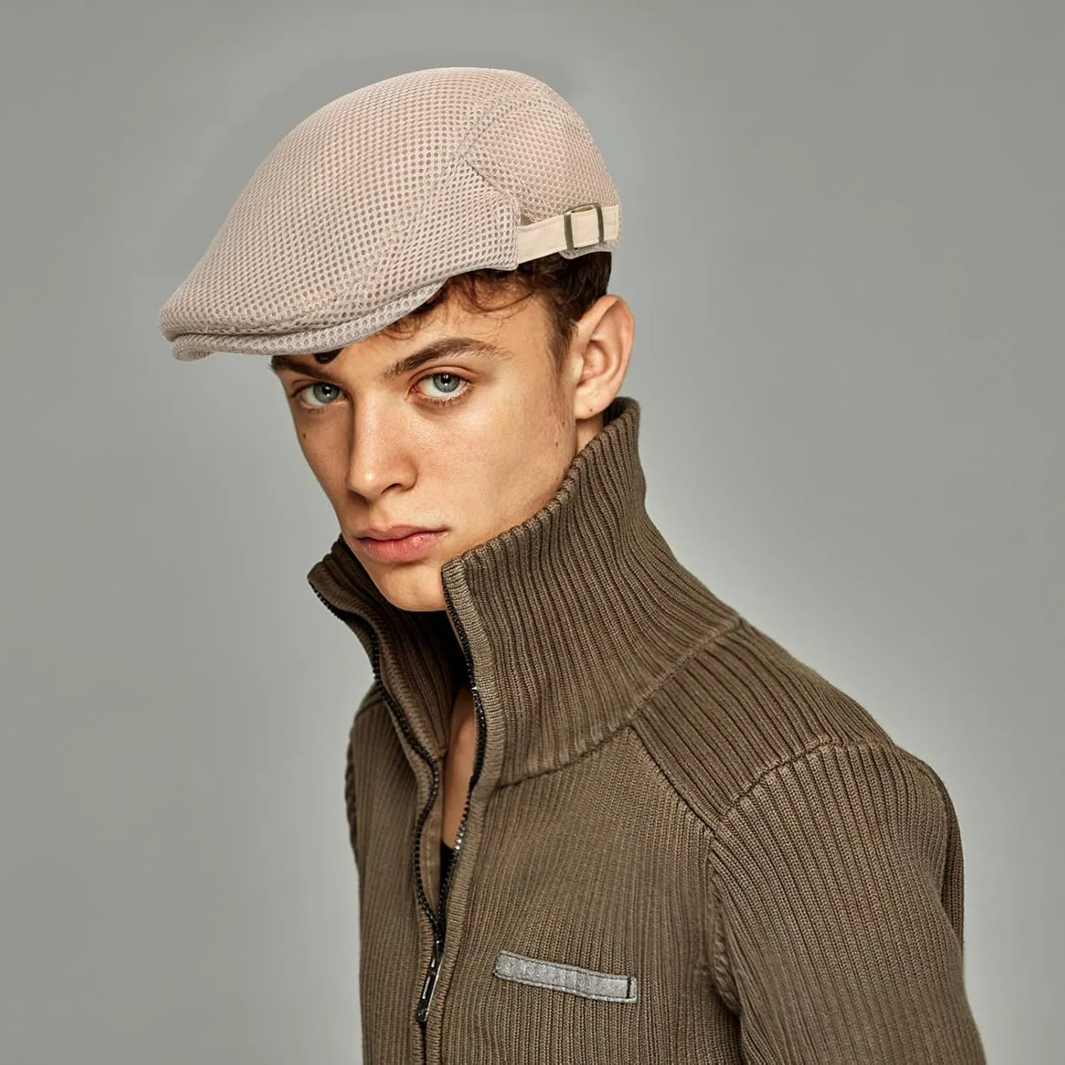 meioro Mens Breathable Mesh Summer Hat Adjustable Flat Cap Newsboy Beret Ivy Cap Irish Cabbie Fishing Hats