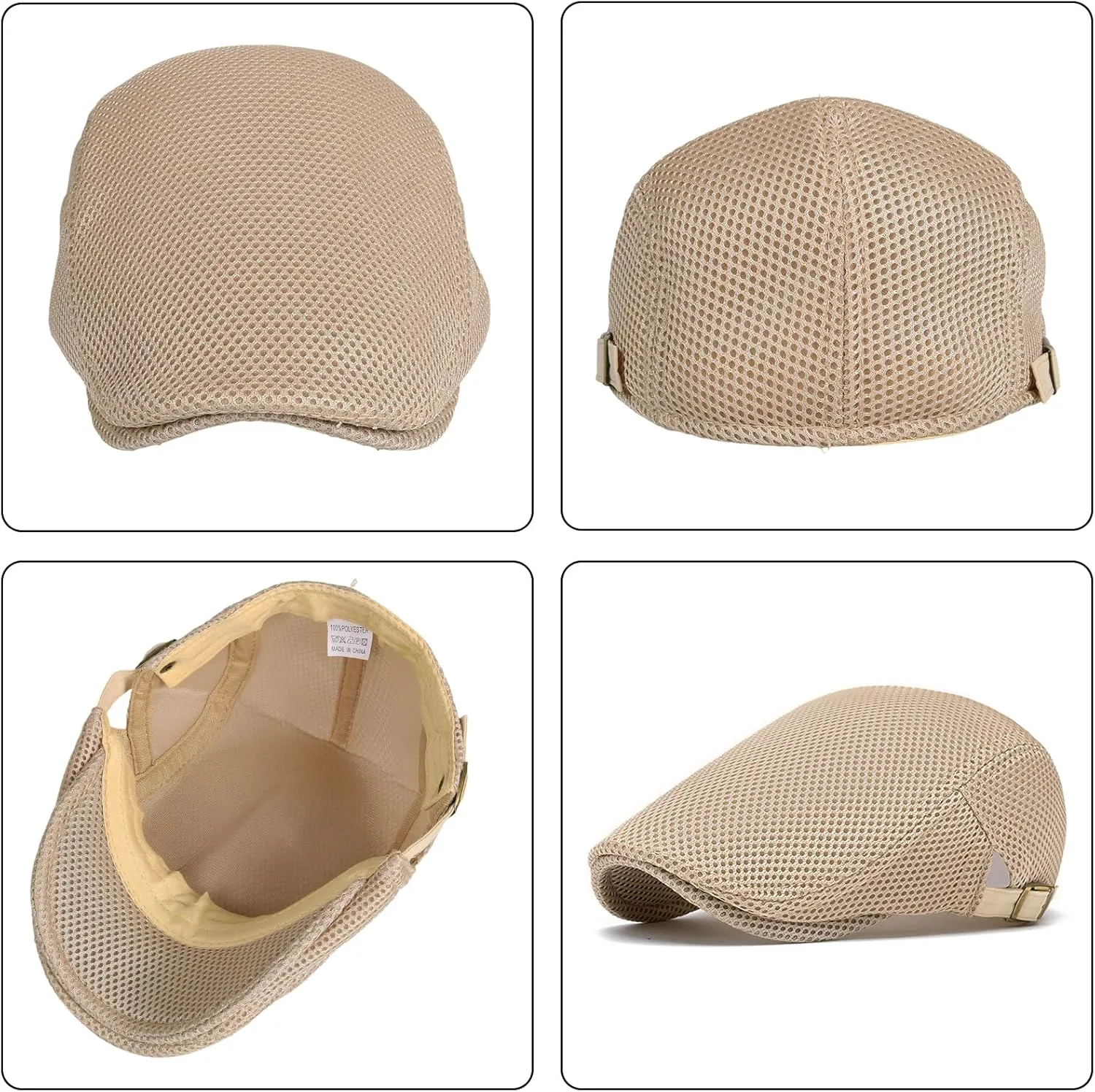meioro Mens Breathable Mesh Summer Hat Adjustable Flat Cap Newsboy Beret Ivy Cap Irish Cabbie Fishing Hats