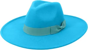 Men & Women Vintage Wide Brim Fedora Hat with Belt Buckle