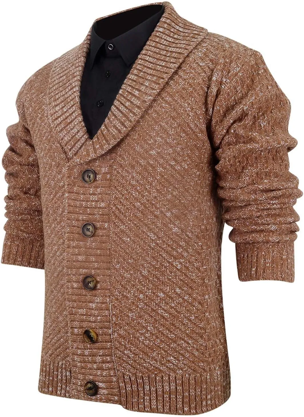 Men Cable Knit Cardigan Button Down Cardigan Sweater Vintage Open Front Sweater Winter Knit Cardigan Lapel Sweater
