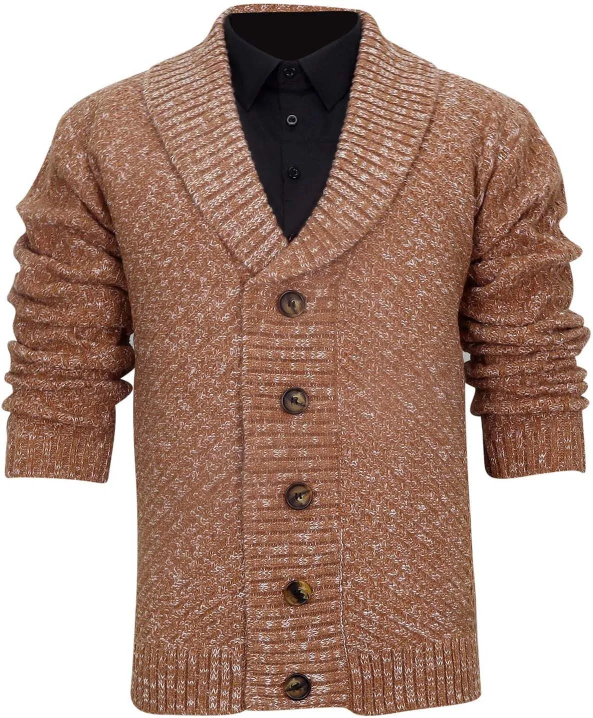 Men Cable Knit Cardigan Button Down Cardigan Sweater Vintage Open Front Sweater Winter Knit Cardigan Lapel Sweater
