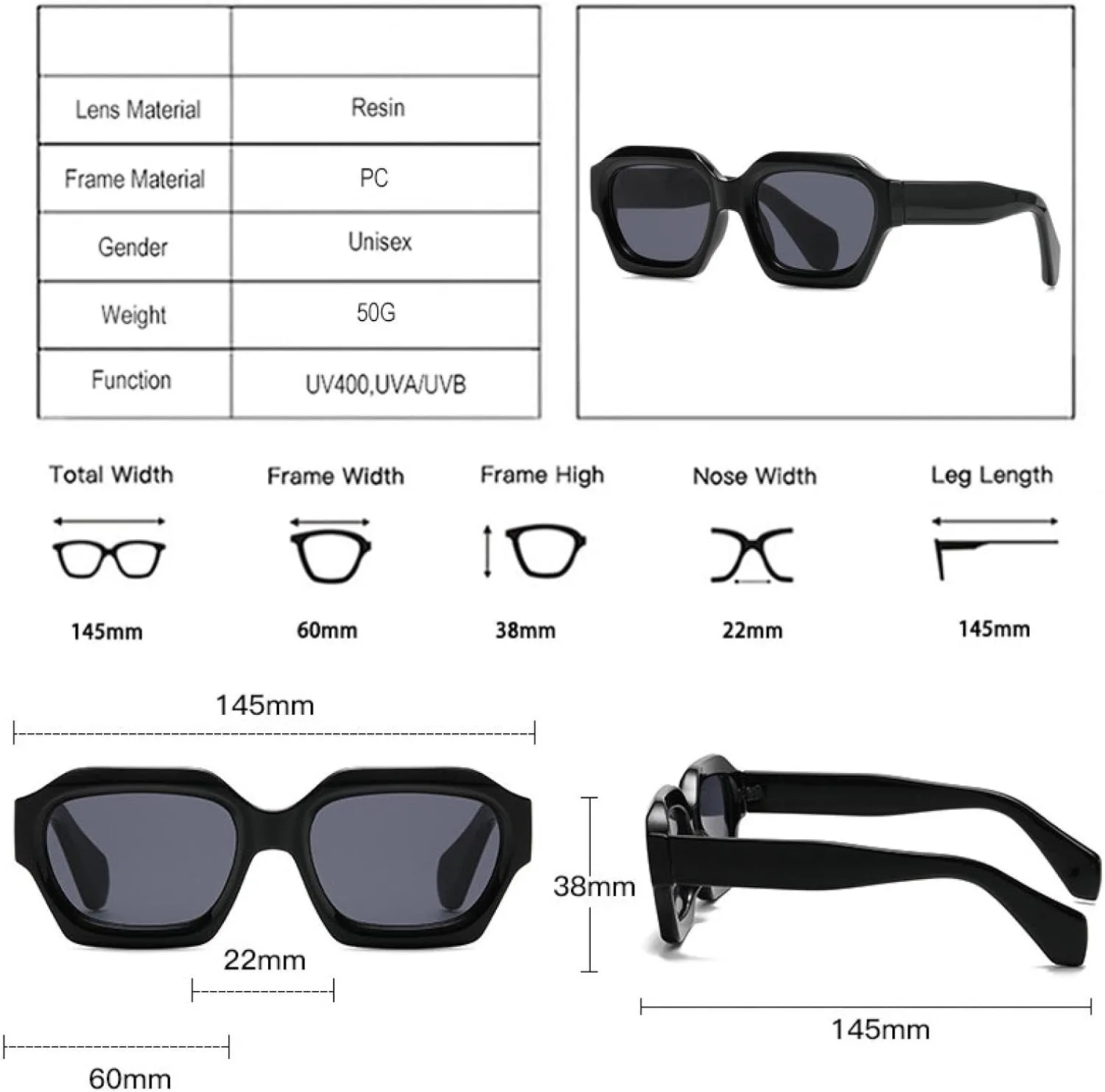 Men Gradient Sunglasses Shades Uv400 Retro Polygon