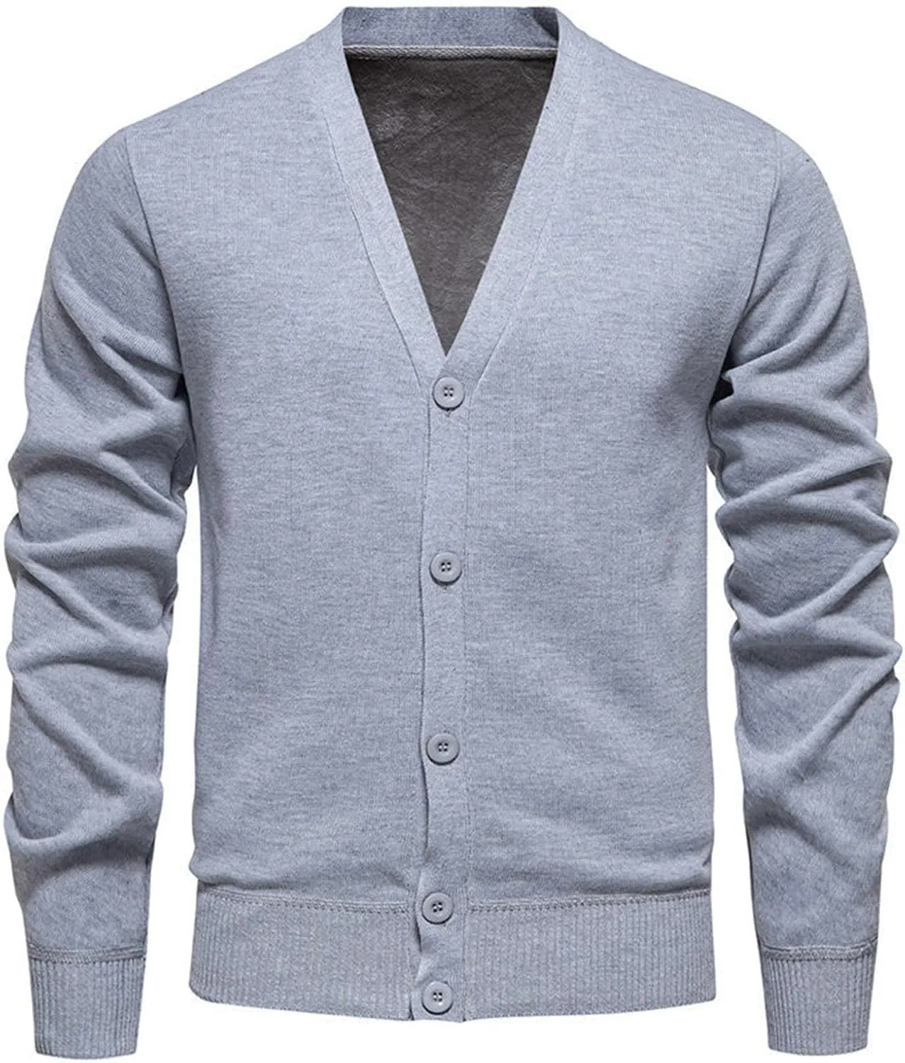 Men Knit Cardigan Sweater Button Down Knit Sweater Stand Collar Long Sleeve Sweater Lightweight V Neck Cardigan