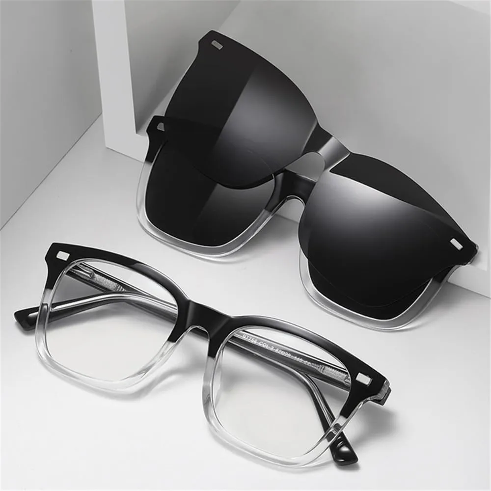 Men Sunglasses Set Clear Gray UV400 Women Rivets Sun Glasses