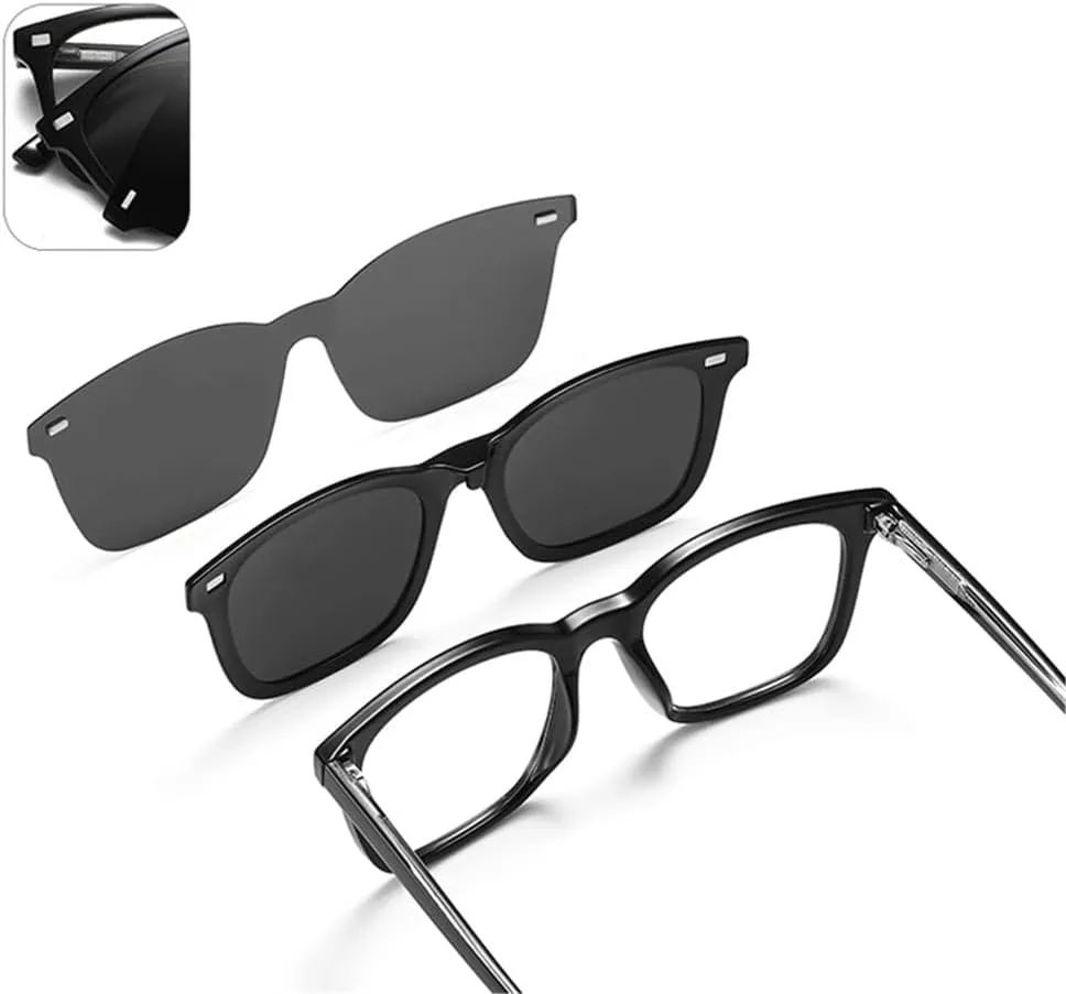 Men Sunglasses Set Clear Gray UV400 Women Rivets Sun Glasses