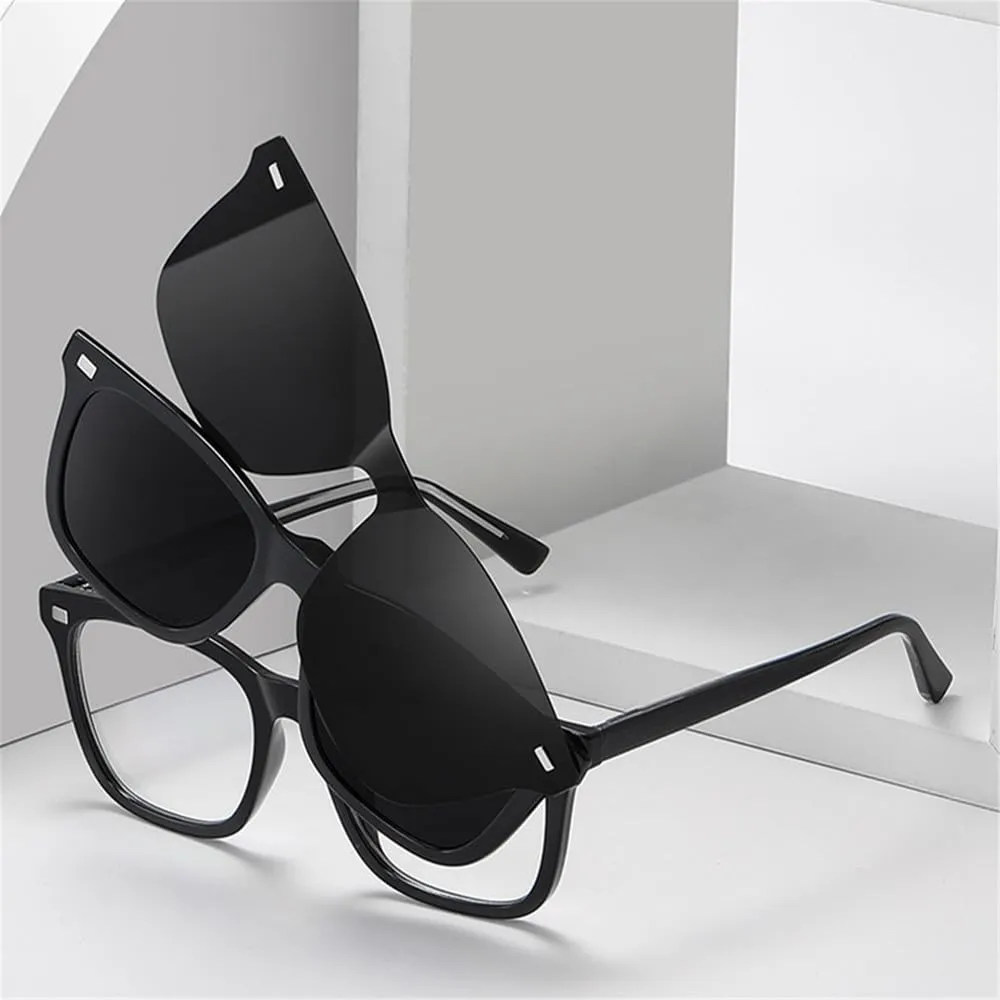 Men Sunglasses Set Clear Gray UV400 Women Rivets Sun Glasses