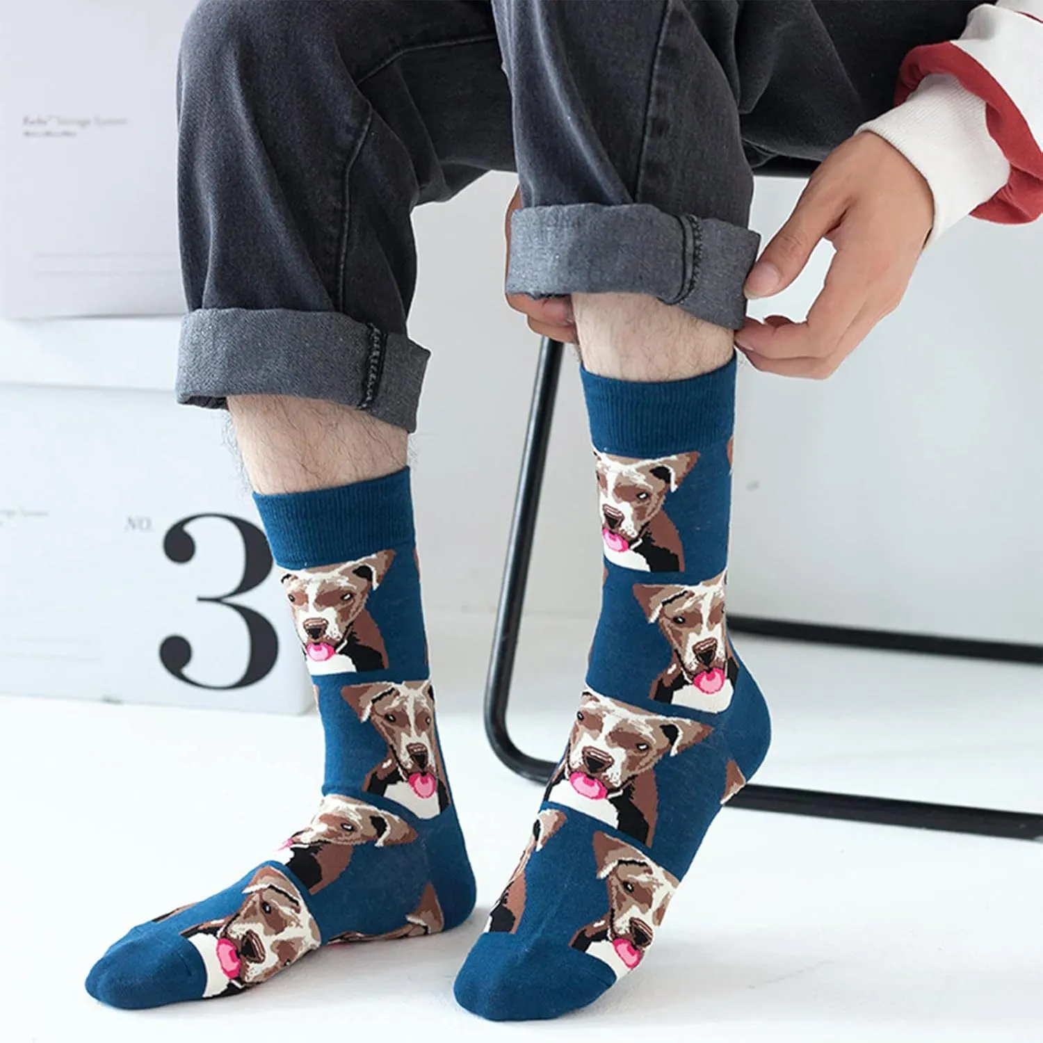 Men Women Animal Patterned Print Socks Funny Cute Novelty Design Socks Comfort Breathable Cotton Crew Socks