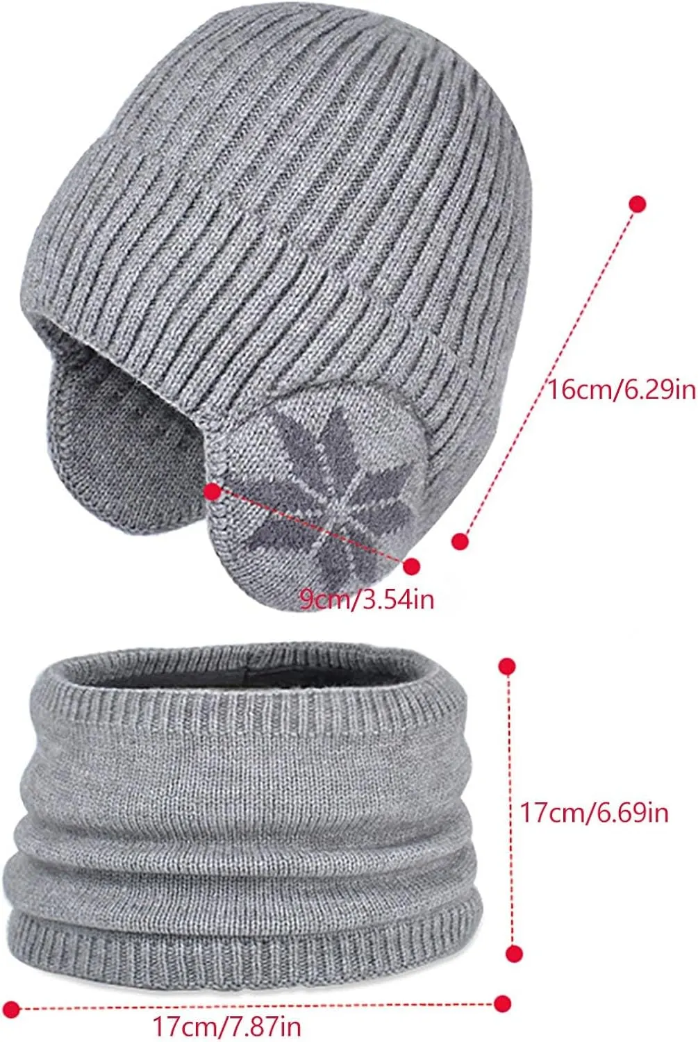 Men Women Winter Beanie Hat Scarf Set Knit Ski Snow Hats Slouch Earflaps Cap Neck Warmer Winter Hats for Men