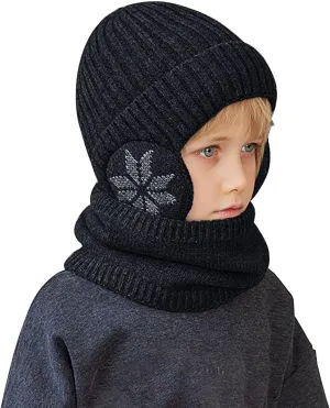 Men Women Winter Beanie Hat Scarf Set Knit Ski Snow Hats Slouch Earflaps Cap Neck Warmer Winter Hats for Men