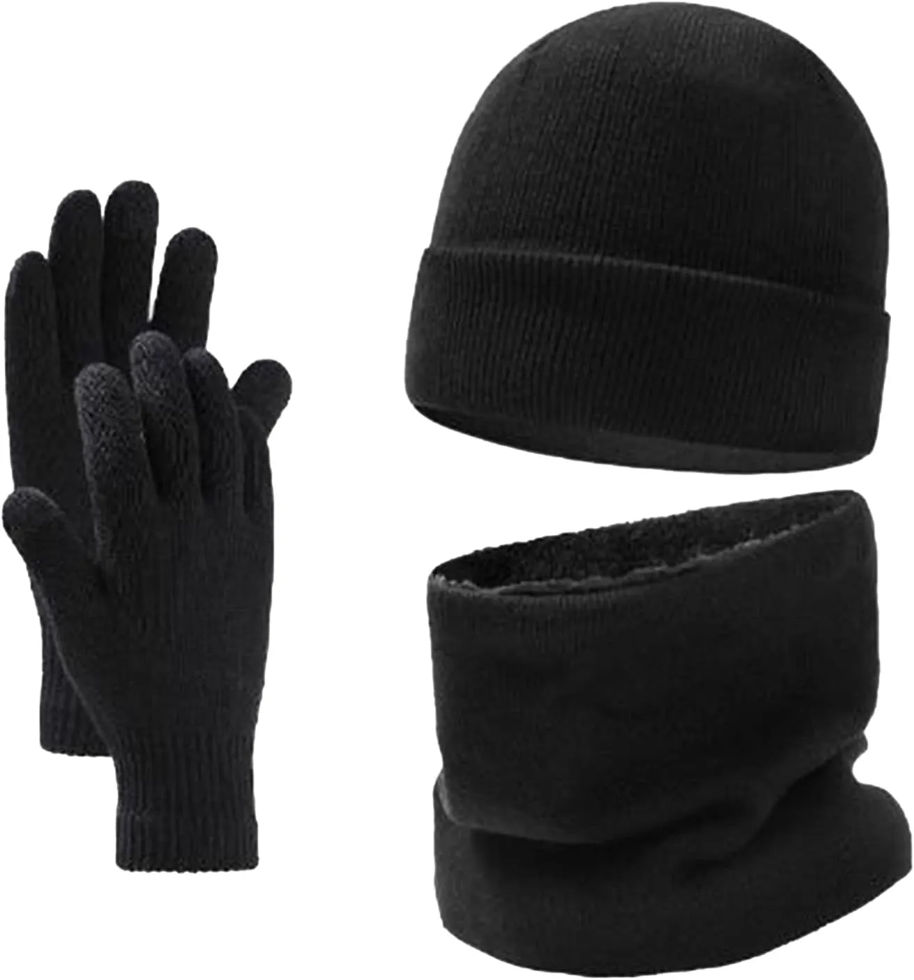 Men Women Winter Hat Warmer Scarf Touchscreen Gloves Set Warmer Neck Thick Knit Hat Set Summer Caps for Women's