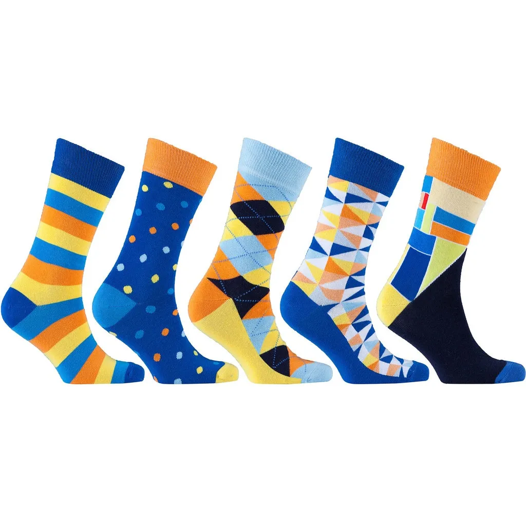 Men's 5-Pair Funky Mix Socks-3031