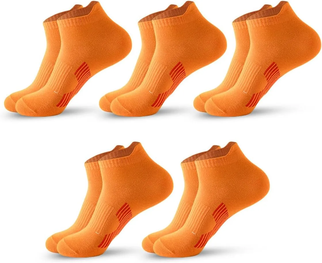 Mens Ankle Athletic Socks Low Cut Breathable Running Socks Cushioned Arch Sport Cotton Casual Socks 6-12 (5 Pairs)
