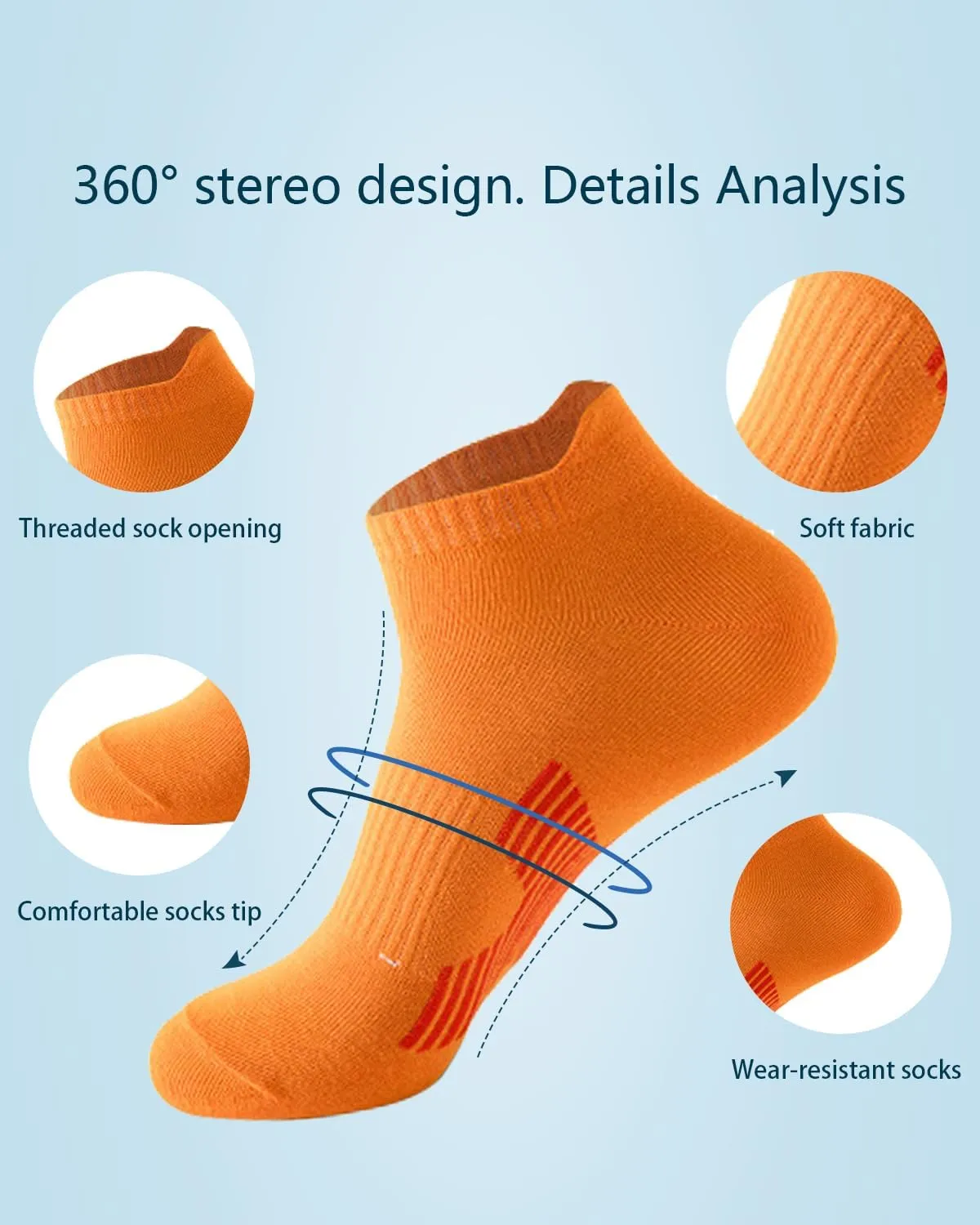 Mens Ankle Athletic Socks Low Cut Breathable Running Socks Cushioned Arch Sport Cotton Casual Socks 6-12 (5 Pairs)