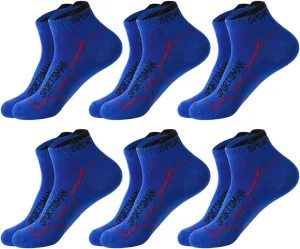 Mens Ankle Athletic Socks Running Socks Cotton Low Cut Breathable Cushioned Arch Support Casual Socks 6-12 (6 Pairs)