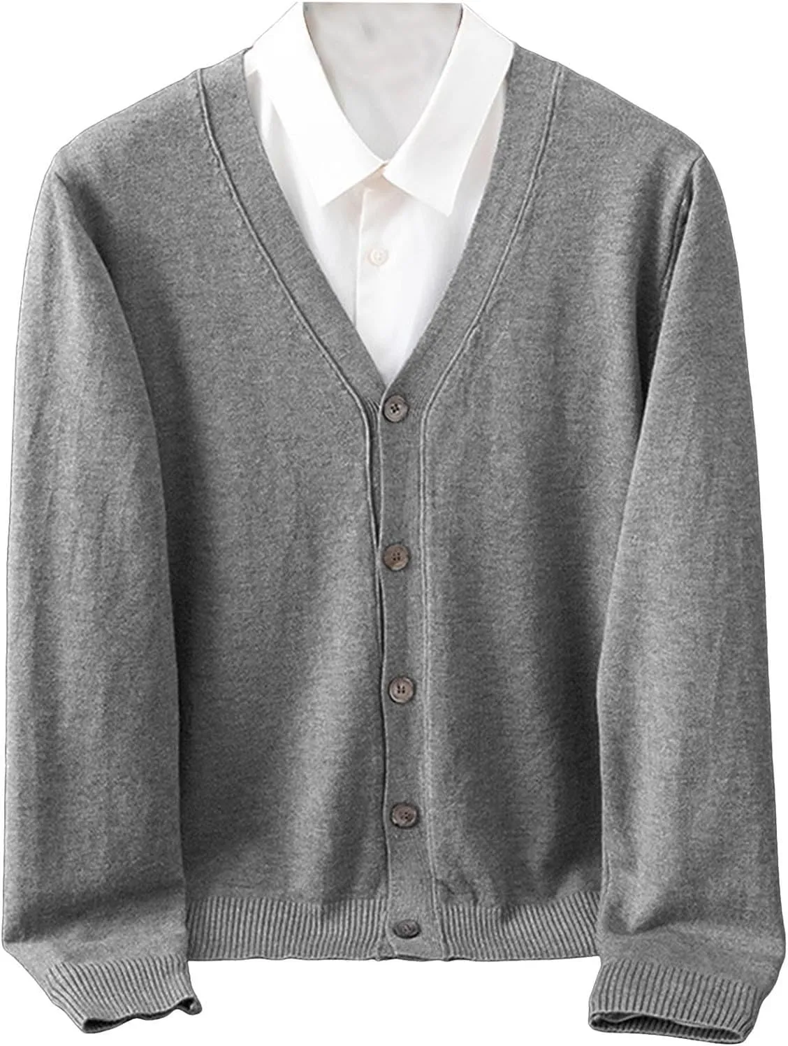 Men's Casual Long Sleeve Shawl Collar Buttons Down Cable Knit Cardigan Sweater Slim Fit V Neck Sweaters with Pockets