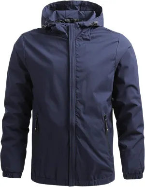 Men's Casual Varsity Bomber Jacket Lightweight Zip Up Hooded Baseball Jackets Windproof Sport Hiking Jacket