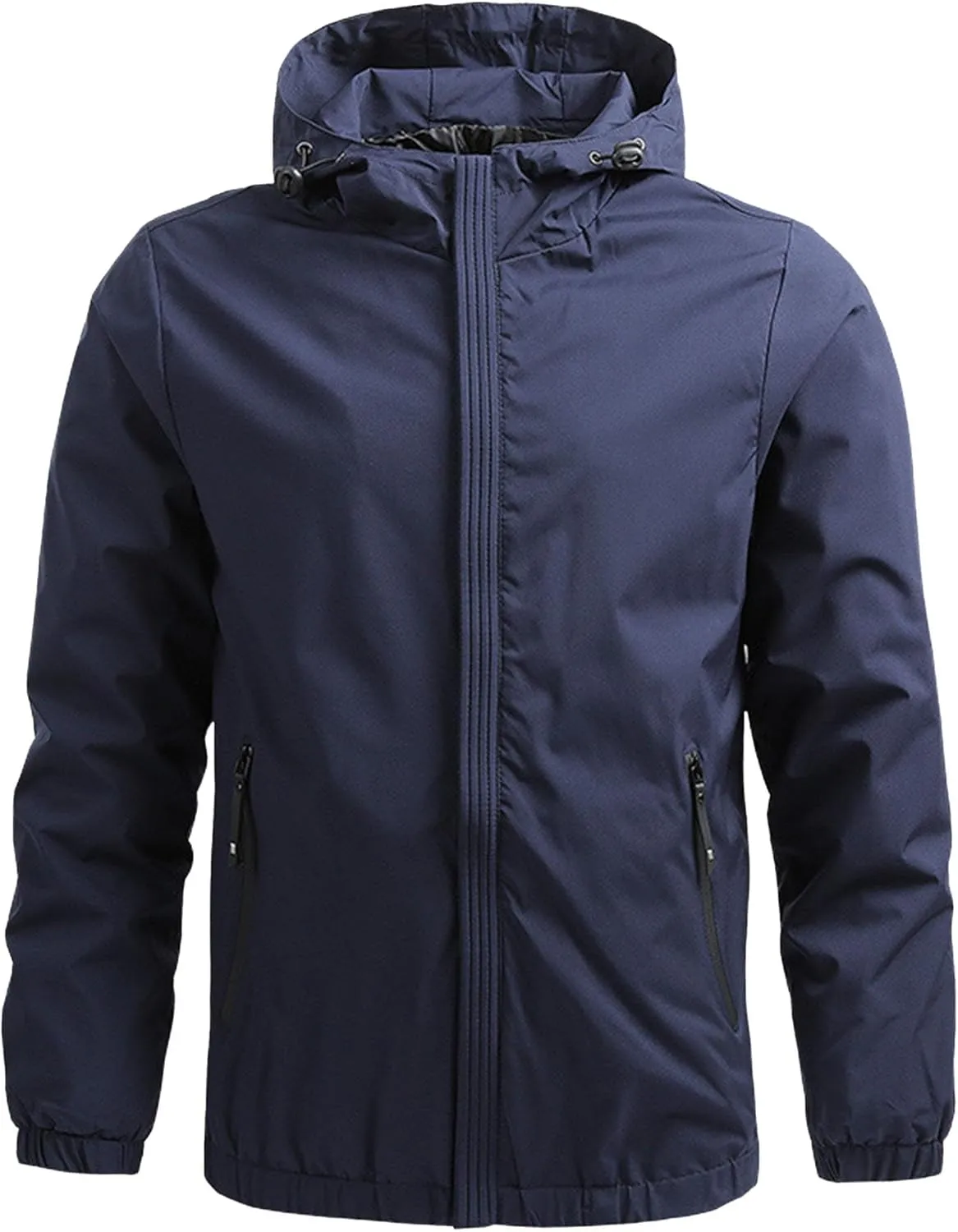 Men's Casual Varsity Bomber Jacket Lightweight Zip Up Hooded Baseball Jackets Windproof Sport Hiking Jacket