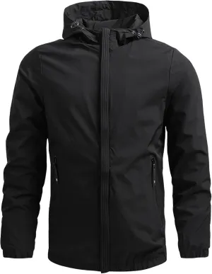 Men's Casual Varsity Bomber Jacket Lightweight Zip Up Hooded Baseball Jackets Windproof Sport Hiking Jacket
