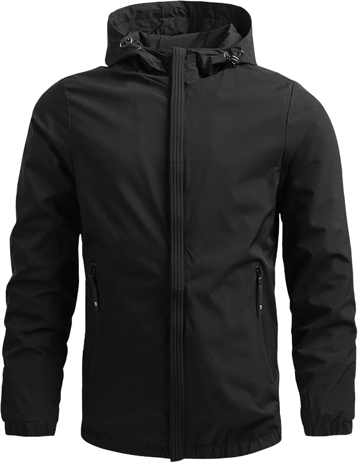 Men's Casual Varsity Bomber Jacket Lightweight Zip Up Hooded Baseball Jackets Windproof Sport Hiking Jacket