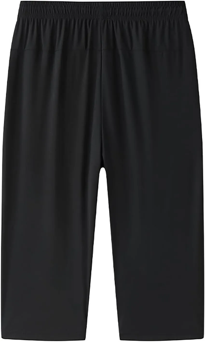 Men's Comfy Pants with Pockets Loose Casual Below Knee Short Training Running Workout Gym Running Shorts