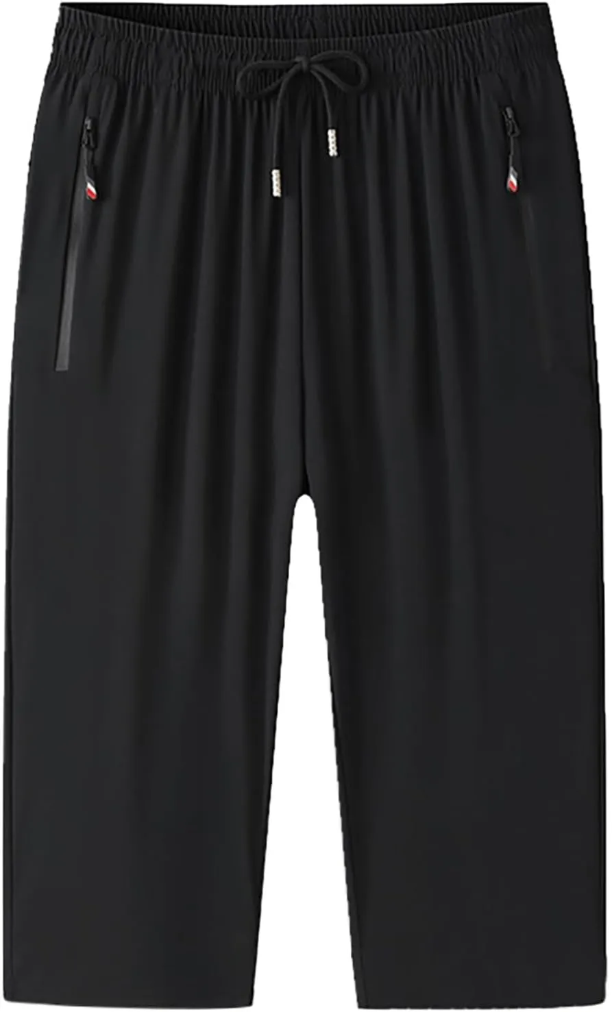 Men's Comfy Pants with Pockets Loose Casual Below Knee Short Training Running Workout Gym Running Shorts