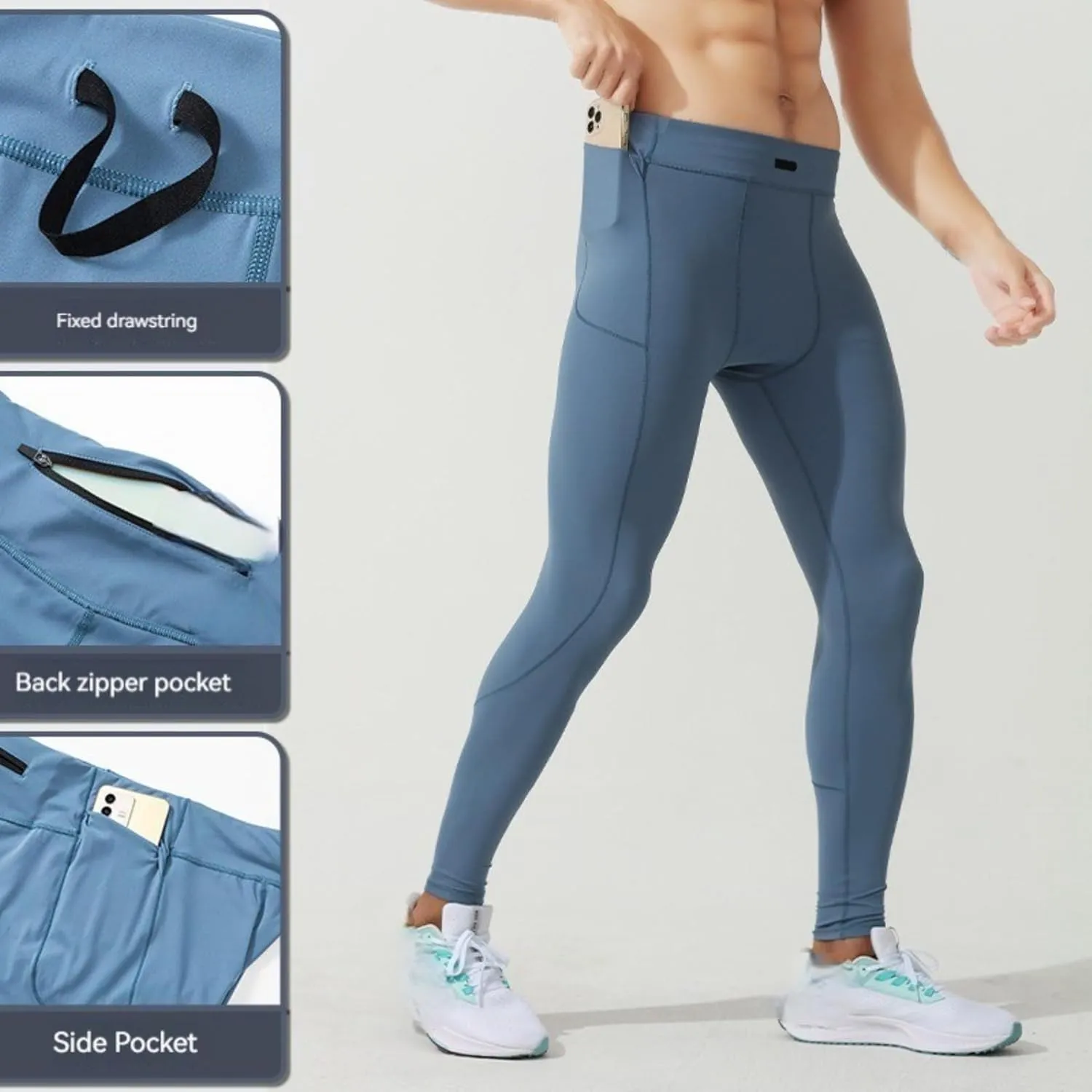 Men's Compression Men's Yoga Tights Pant for Running, Yoga, and Training Men's Running Sports Leggings