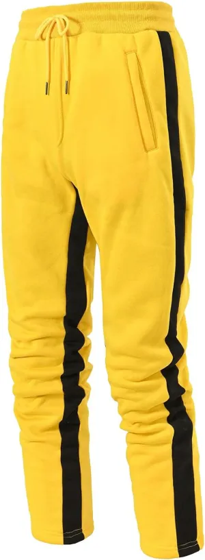 Mens Fashion Joggers Sweatpants Leg Spliced Solid Color Running Workout Trousers Running Straight Leg Pants Fall