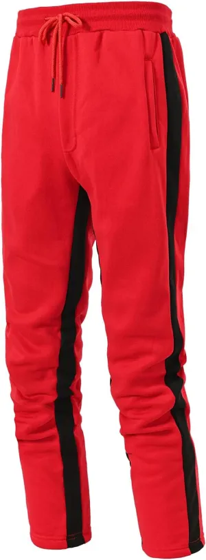 Mens Fashion Joggers Sweatpants Leg Spliced Solid Color Running Workout Trousers Running Straight Leg Pants Fall