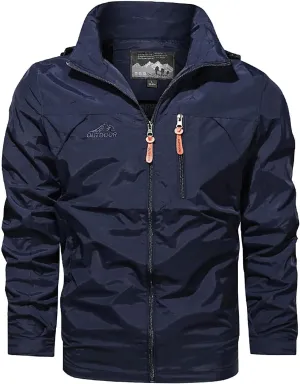 Men's Lightweight Softshell Jacket Hooded Waterproof Raincoats Winter Hiking Windbreaker Rain Jackets Hiking Travel