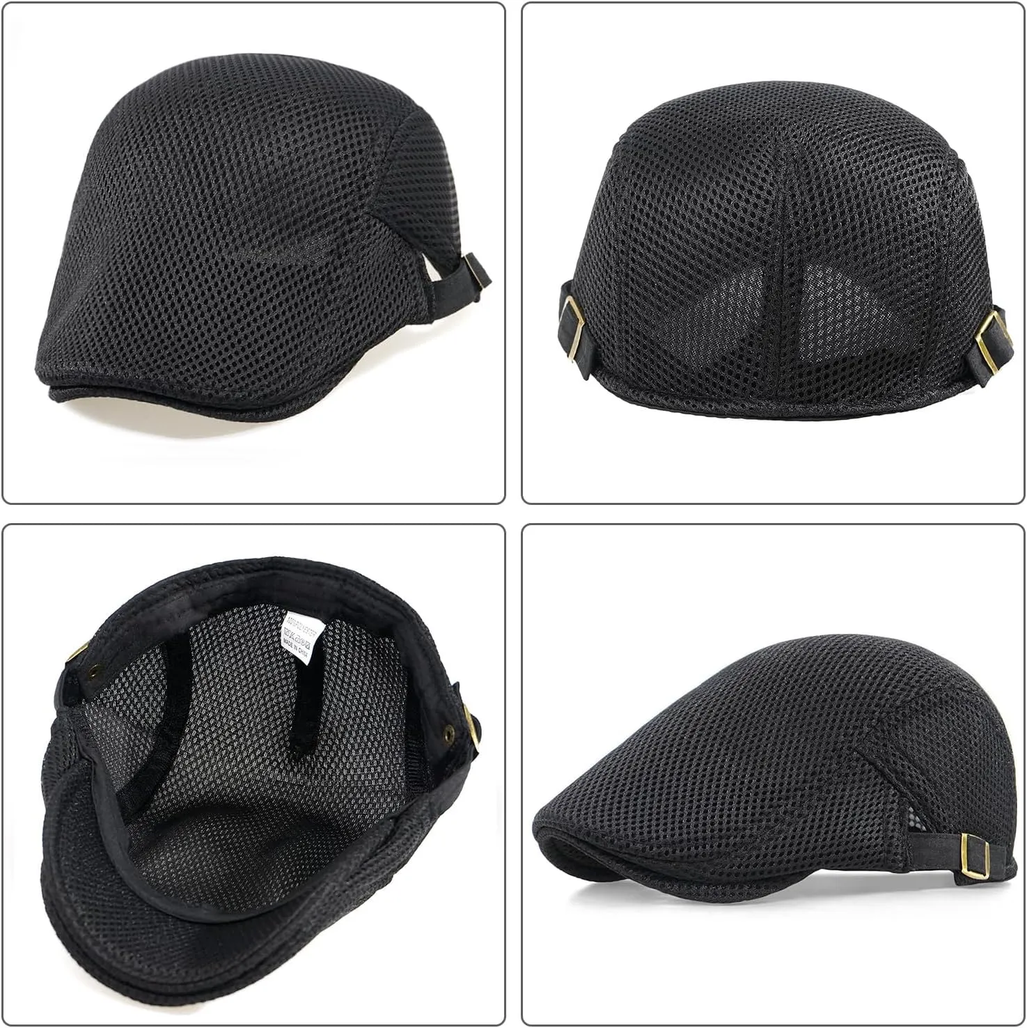 Men's Mesh Cap Breathable Summer Newsboy Hat Adjustable Beret Ivy Cap Irish Cabbie Driving Hunting Hats