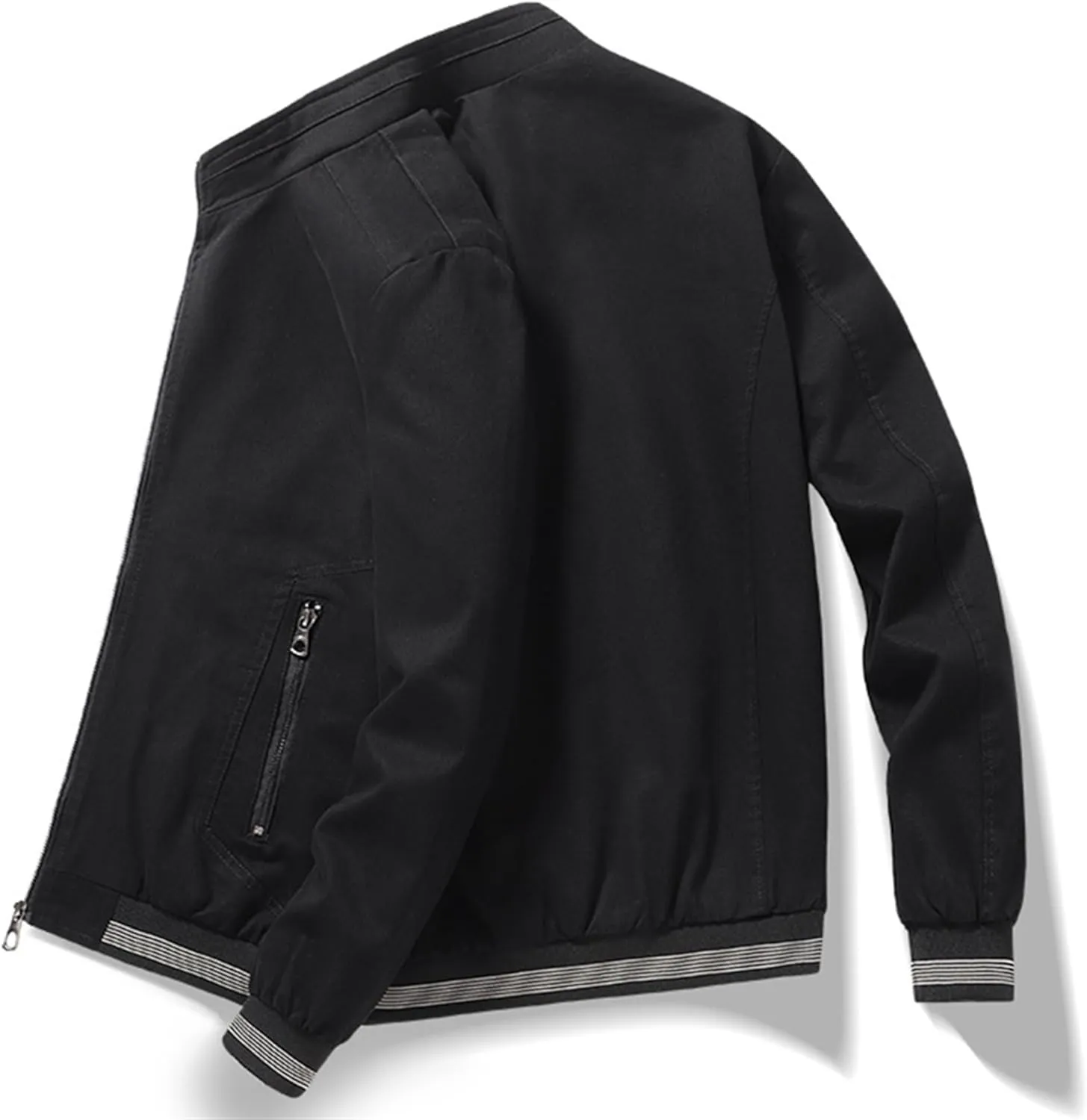 Men's Mock Neck Casual Bomber Jacket Zip Up Windproof Sport Cotton Jacket Warm Winter Lightweight Padded Coats