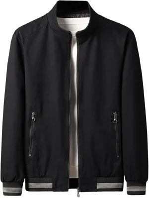 Men's Mock Neck Casual Bomber Jacket Zip Up Windproof Sport Cotton Jacket Warm Winter Lightweight Padded Coats