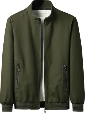 Men's Mock Neck Casual Bomber Jacket Zip Up Windproof Sport Cotton Jacket Warm Winter Lightweight Padded Coats