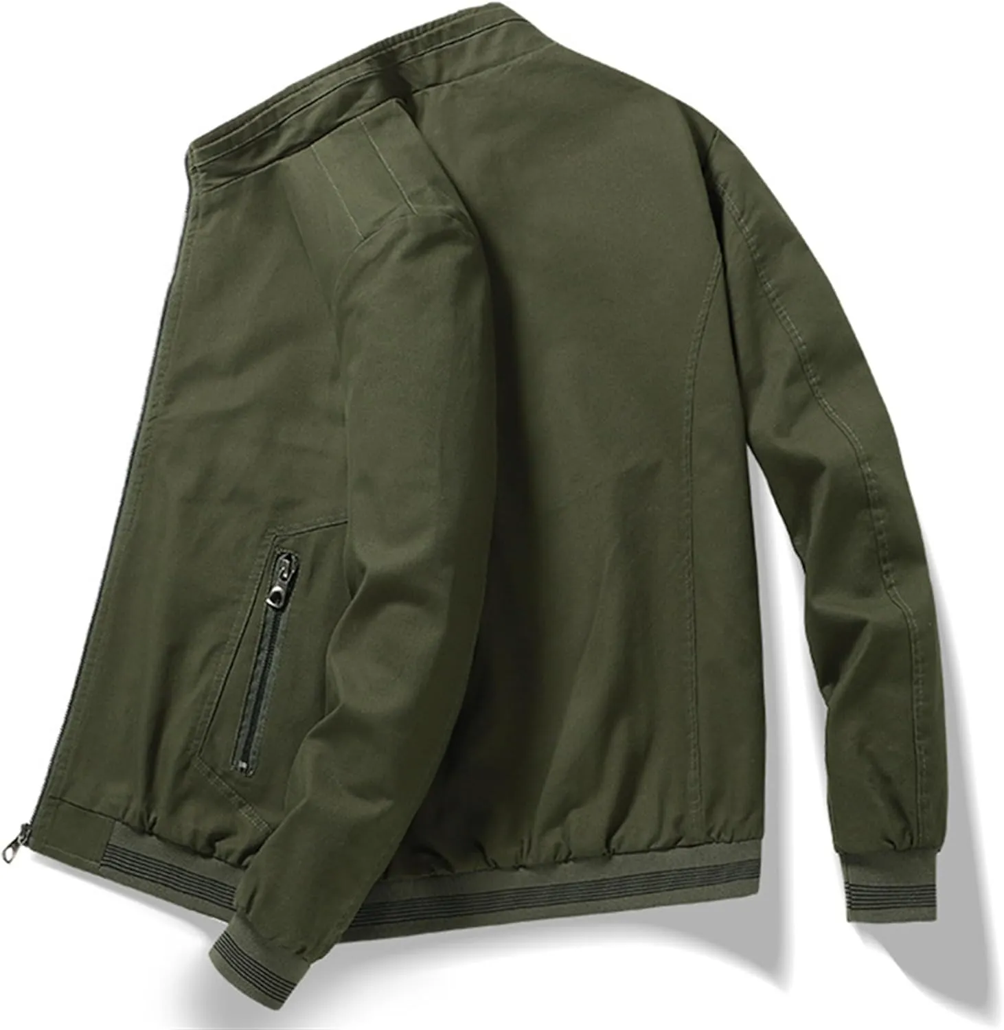 Men's Mock Neck Casual Bomber Jacket Zip Up Windproof Sport Cotton Jacket Warm Winter Lightweight Padded Coats