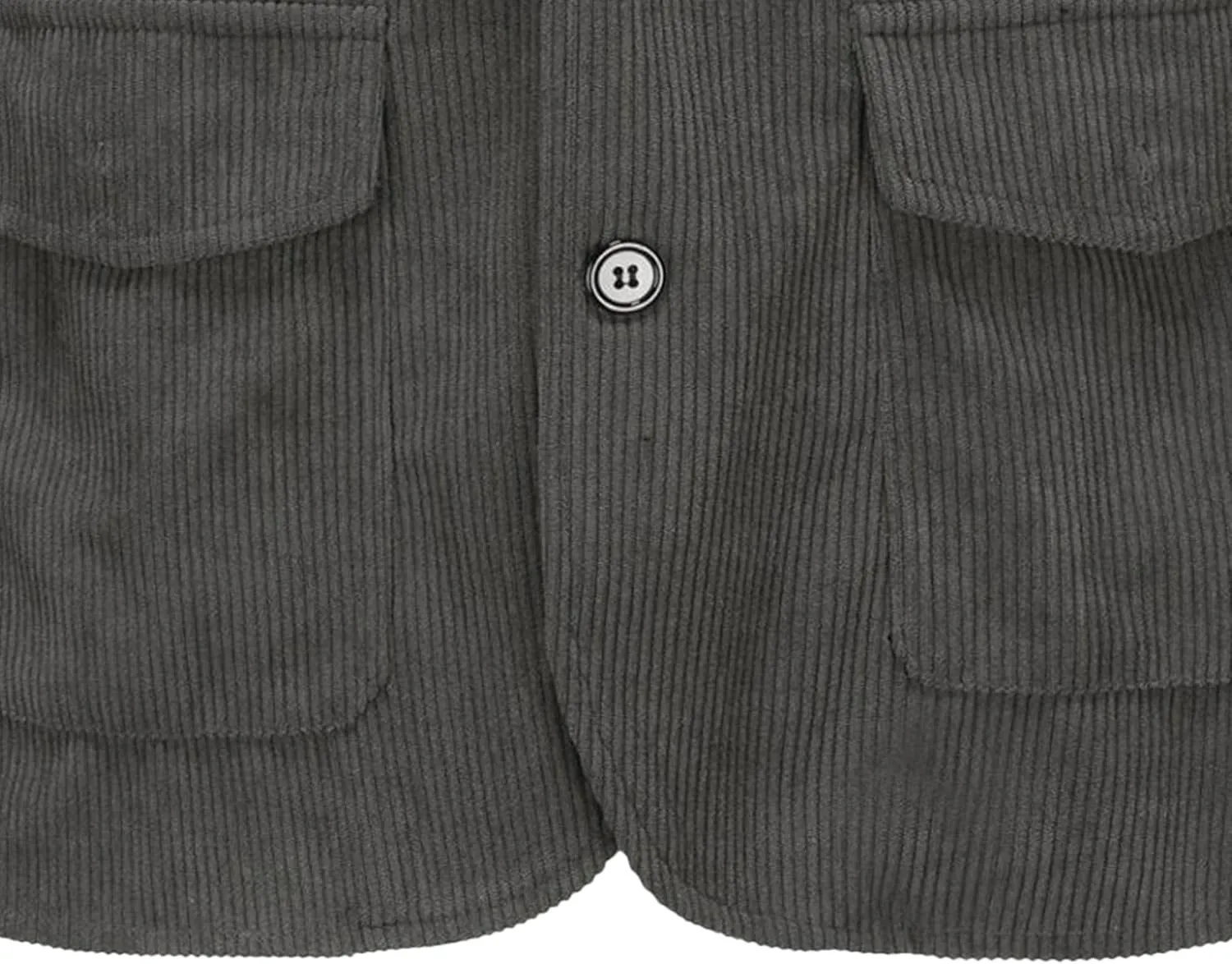 Men's Multi-Pocket Casual Corduroy Jacket Button Down Notch Collar Blazer Coats Solid Color Trendy Trucker Jacket