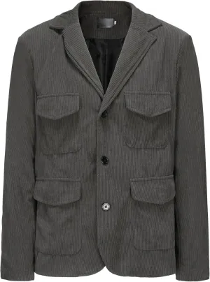 Men's Multi-Pocket Casual Corduroy Jacket Button Down Notch Collar Blazer Coats Solid Color Trendy Trucker Jacket