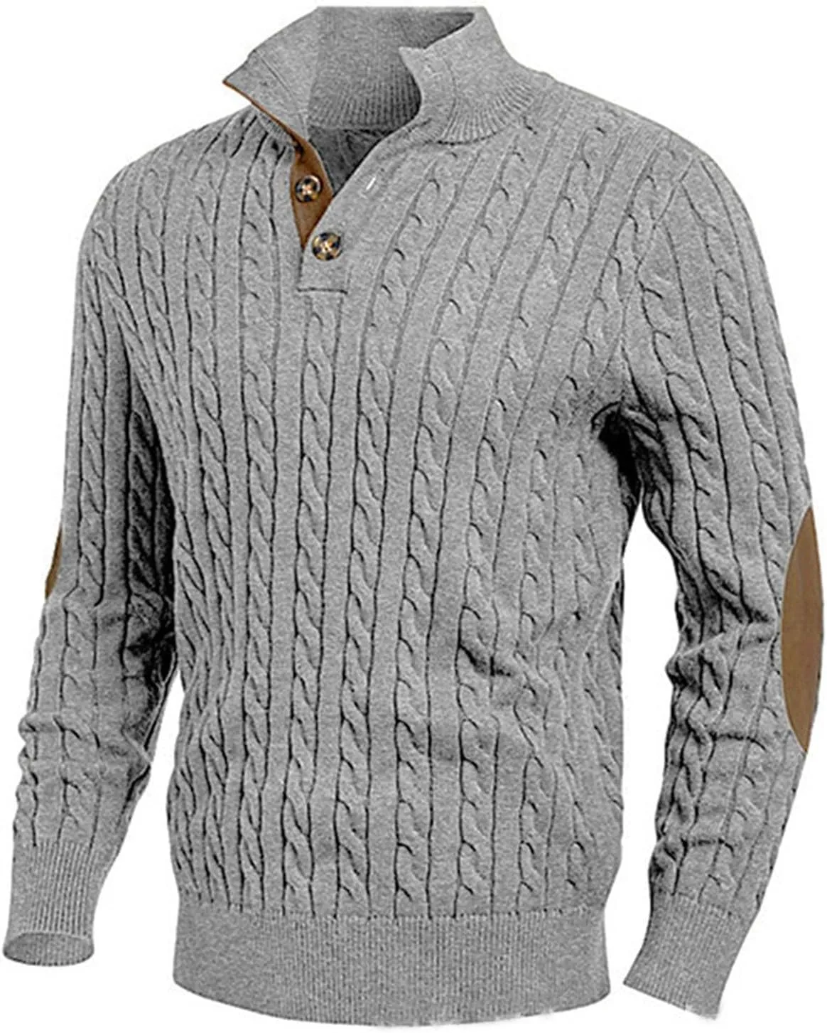 Men's Outdoor Casual Stand Cashmere Button Long Sleeve Sweater, Men Casual Long Sleeve 1/4 Button Pullover Sweaters