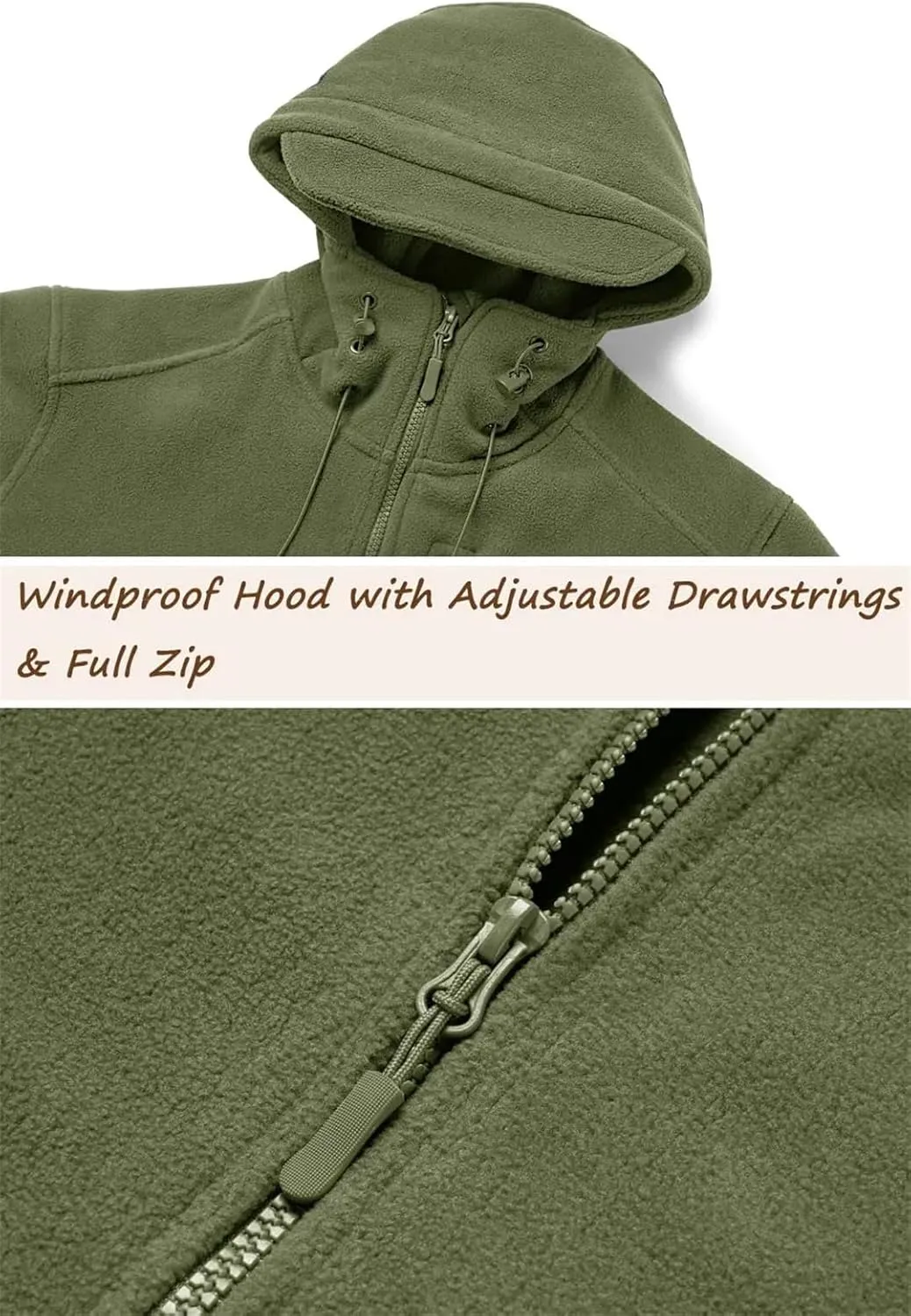 Men's Outwear Full Zip Hood Camping Hiking Hiking Workwear Jacket Windbreaker Fleece Jacket