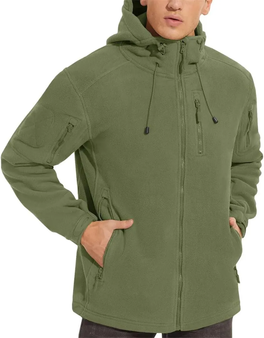 Men's Outwear Full Zip Hood Camping Hiking Hiking Workwear Jacket Windbreaker Fleece Jacket
