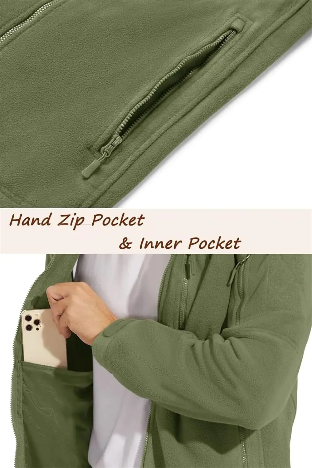 Men's Outwear Full Zip Hood Camping Hiking Hiking Workwear Jacket Windbreaker Fleece Jacket