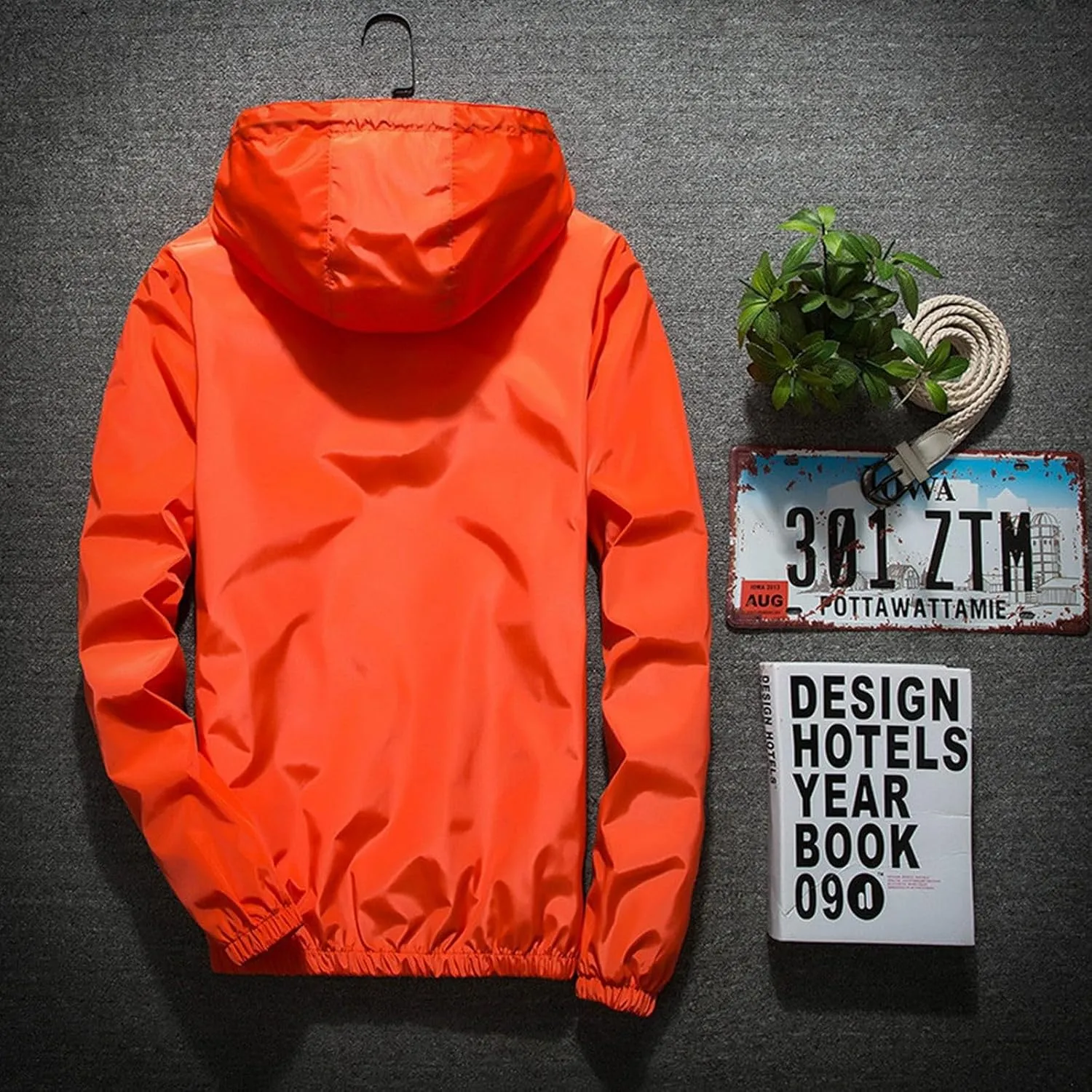 Men's Rain Jacket Casual Lightweight Waterproof Windbreaker Refleciton Zip Up Jackets with Hood for Mens