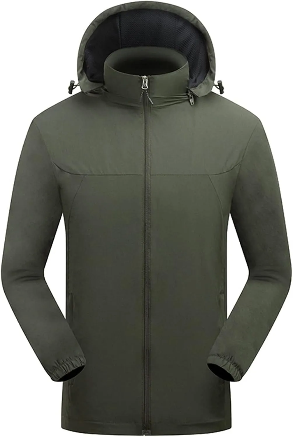 Men's Rain Jacket Waterproof with Hooded Detachable Hiking Coat Lightweight Warm Windbreaker Hiking Athletic Jacket