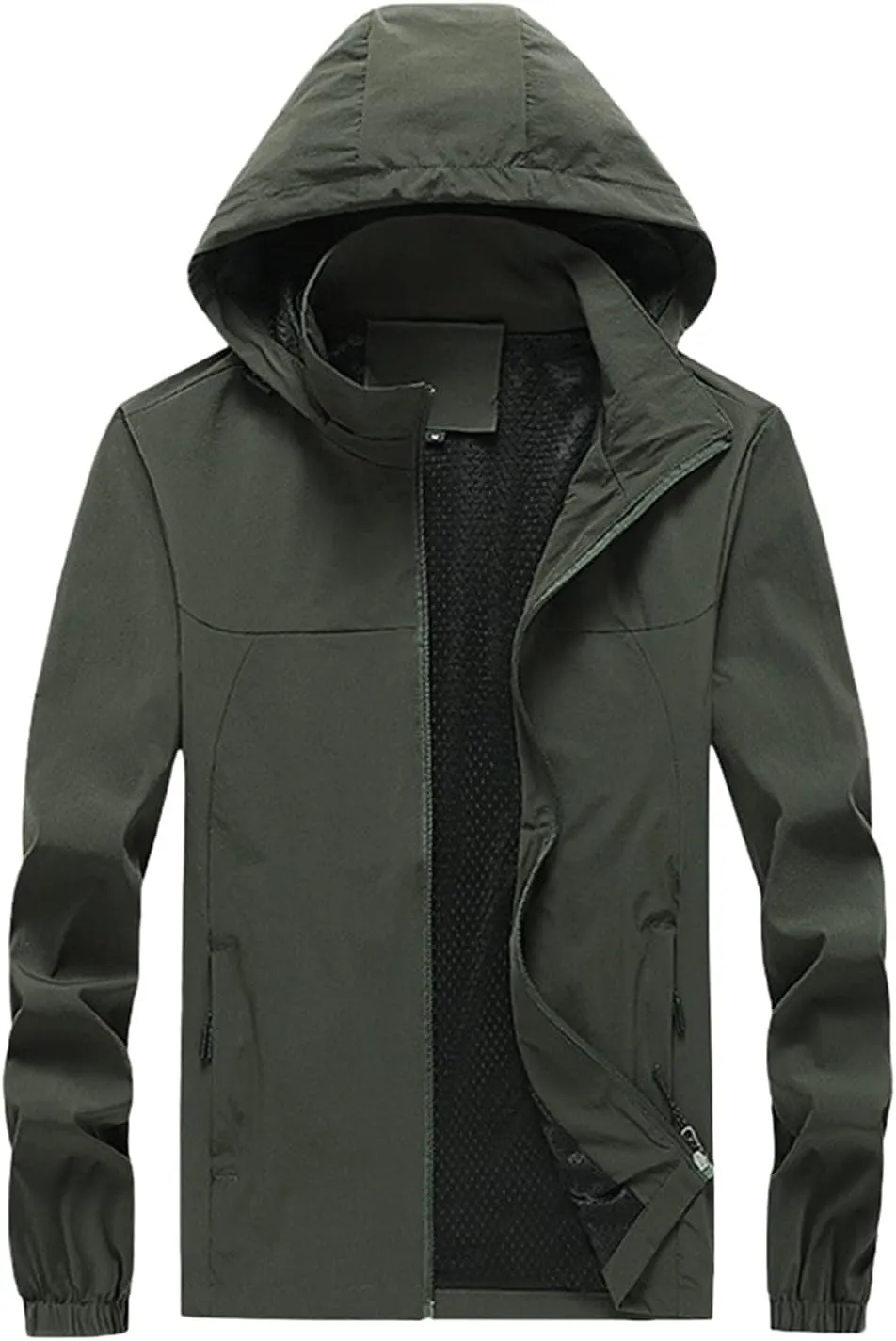 Men's Rain Jacket Waterproof with Hooded Detachable Hiking Coat Lightweight Warm Windbreaker Hiking Athletic Jacket