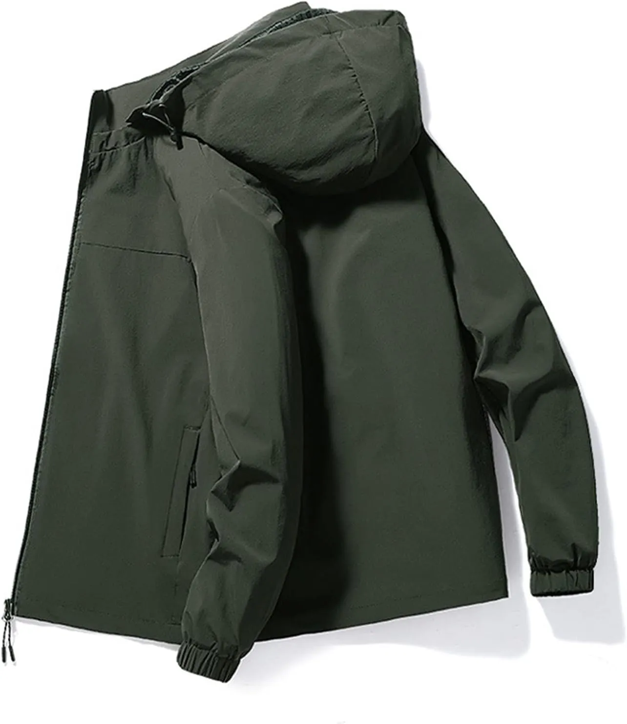 Men's Rain Jacket Waterproof with Hooded Detachable Hiking Coat Lightweight Warm Windbreaker Hiking Athletic Jacket