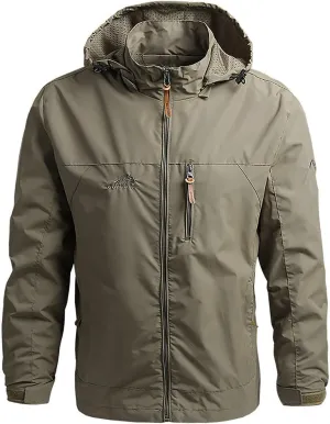 Mens Rain Jacket Waterproof with Hooded Hiking Coat Lightweight Windbreaker Travel Hiking