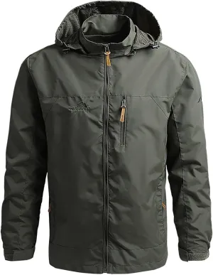 Mens Rain Jacket Waterproof with Hooded Hiking Coat Lightweight Windbreaker Travel Hiking