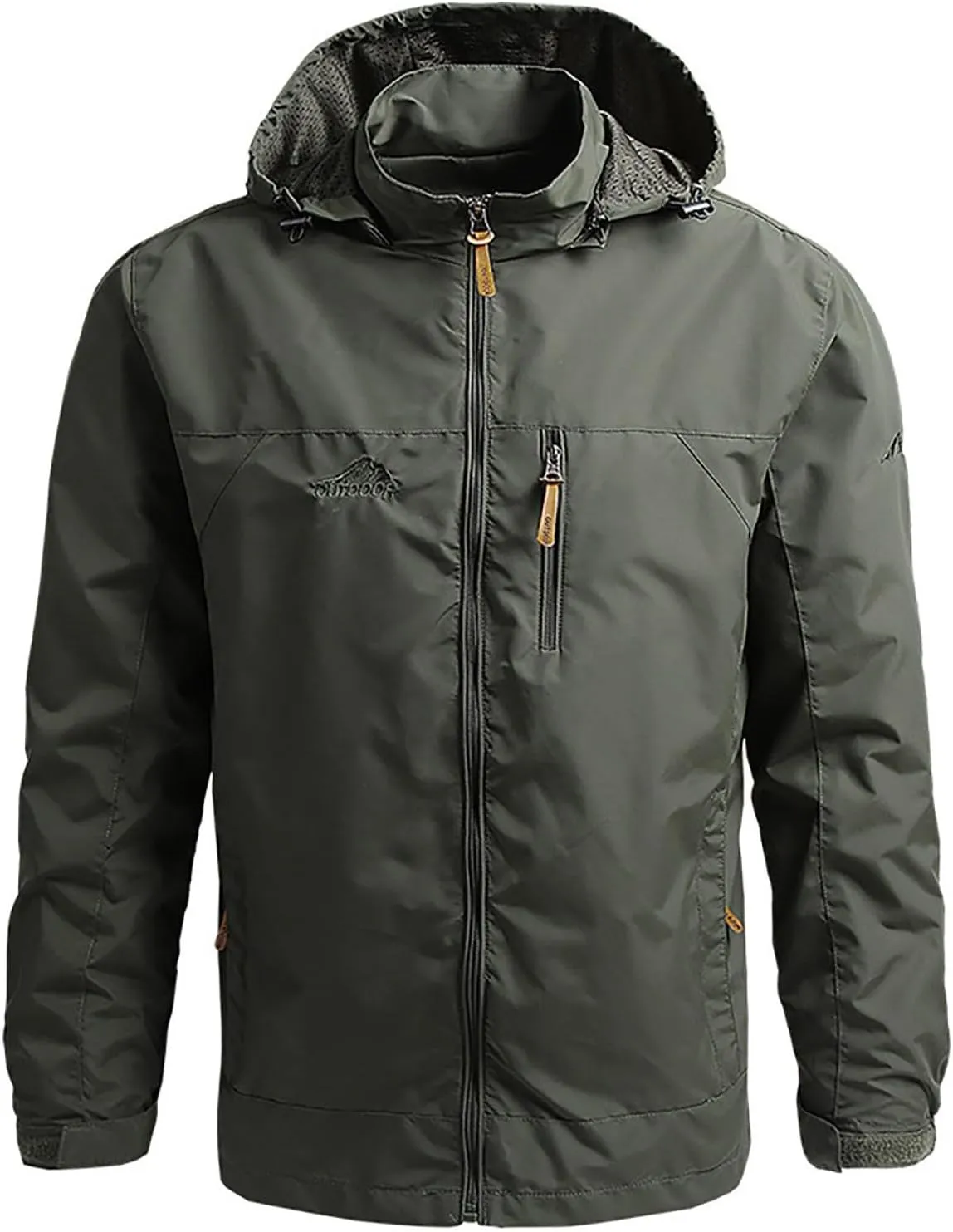 Mens Rain Jacket Waterproof with Hooded Hiking Coat Lightweight Windbreaker Travel Hiking